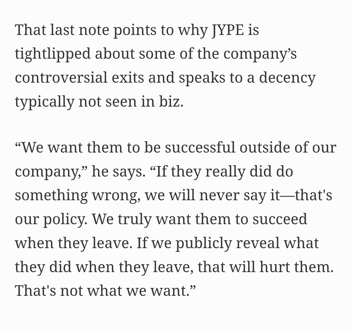 Stelrex4's tweet photo. @NMIXXDOLLS @nabongskyy Anyone wondering when did JYP say this. This is the link to the entire article if you want to read it or just read the screenshot.
https://t.co/v0aVKHFbMs https://t.co/DQwEJoxi7H