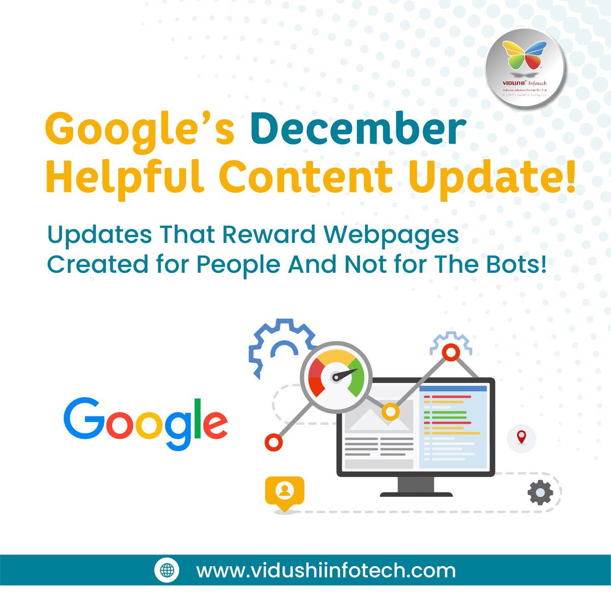 vidushiinfotech's tweet image. A year end update from Google indeed!

@Google rolls out another &quot;Helpful Content Update&quot; on December 5, 2022.

Know more about the update: shorturl.at/jstQ8
#VidushiInfotech #googleupdate2022 #helpfulcontentupdate
