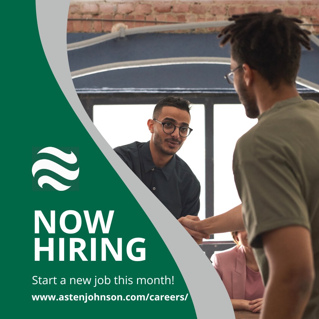 _AstenJohnson_'s tweet photo. Start a new job before the new year. 

AstenJohnson is still hiring! We are actively interviewing and hiring for more than 30 positions open in the US, Canada, and Europe. Visit our website to learn more: https://t.co/MTLk2NJL4R https://t.co/8NtcflQiUs