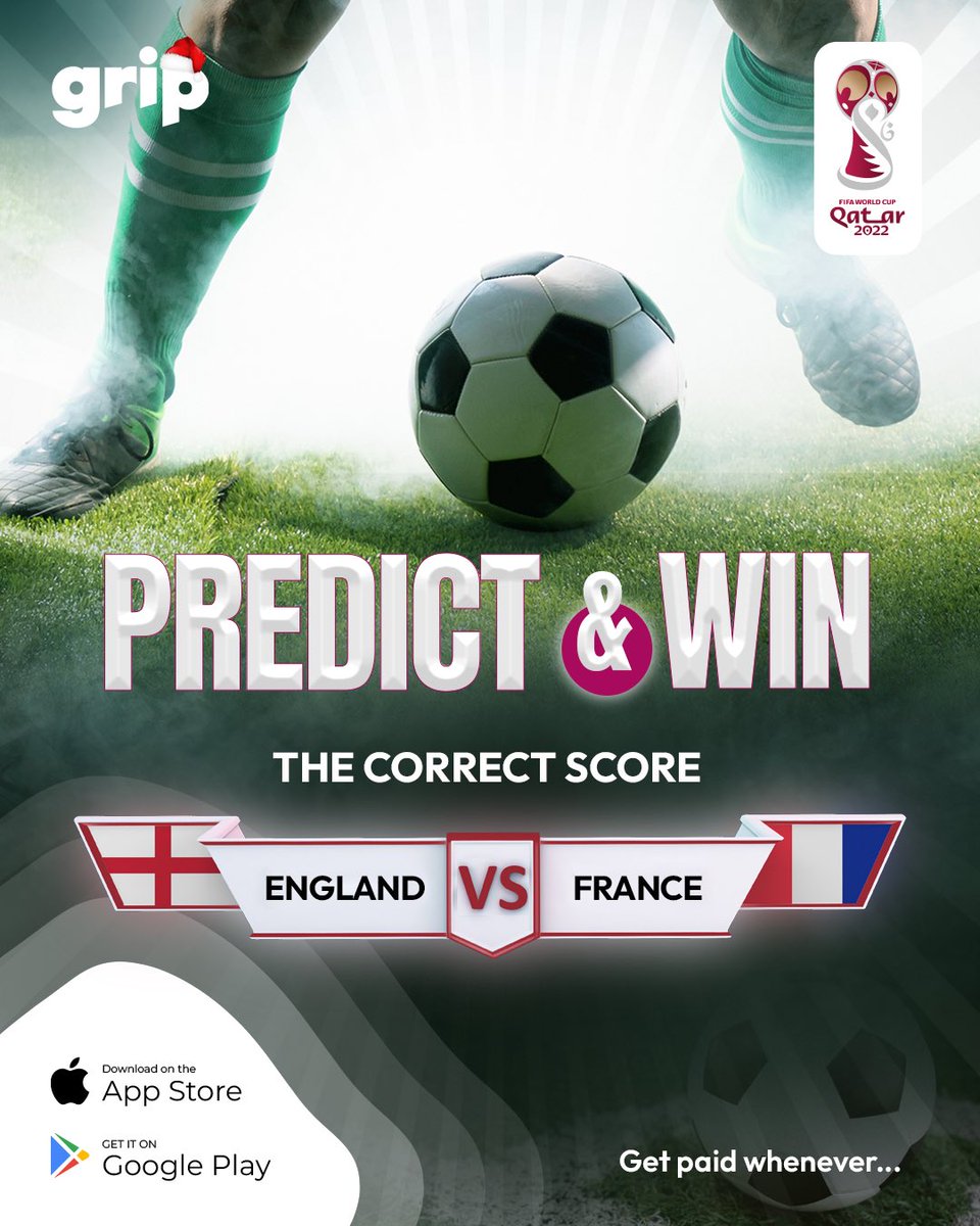 theGripNg's tweet photo. Predict the correct score of the quarter final clash between England vs France at #fifaworldcup 

Winners will be announced on Monday 

Note: Comment the correct score once and ensure you are following the page. 

#predictions #qatar2022 #gripng #england #france https://t.co/nA2gS1yUzj