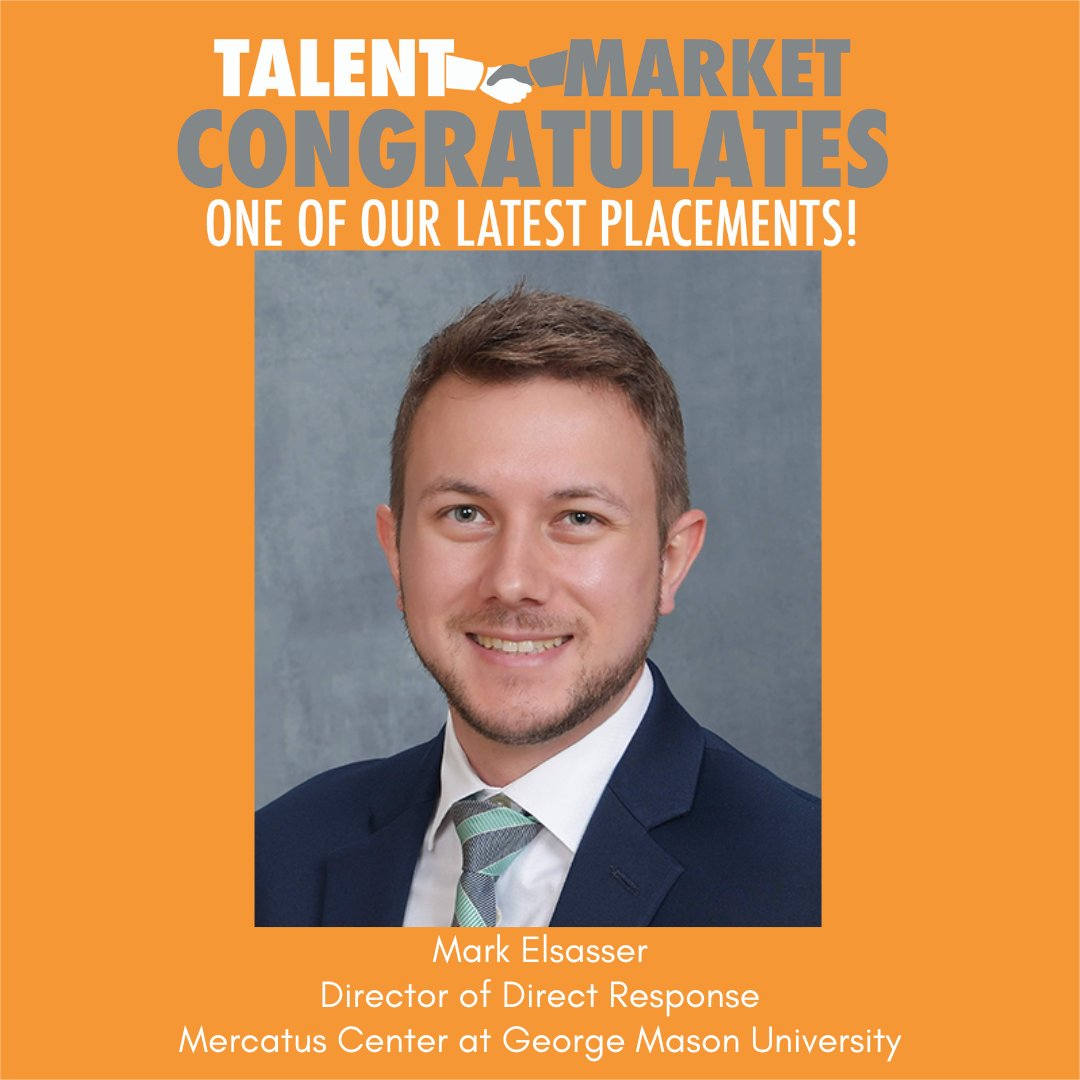 TalentMarket's tweet photo. 🎉🎉Congratulations to another recent Talent Market placement, Mark Elasser, for joining @mercatus as their new Director of Direct Response, a role in which he will manage the direct response communications to Mercatus's generous partners. 🎉🎉
#libertyjob #developmentjob https://t.co/u0P9igVwb3