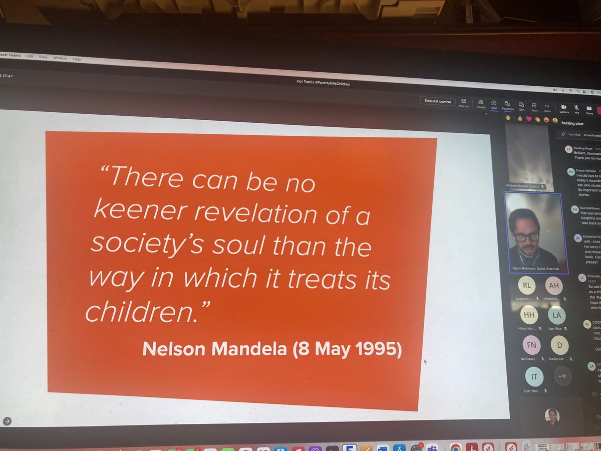 This is how you start to think about child health inequality , 

Nelson Mandela quoted by David Taylor-Robinson…. 

@povertykillschildren