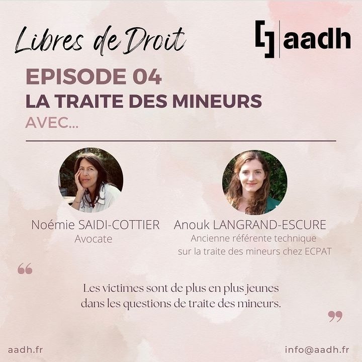 <a href="/AllianceADH/">Alliance ADH</a> est fière d'annoncer que le 4e épisode de notre #podcast #Libresdedroit vient de sortir. Il a été réalisé avec Maître <a href="/Noemie_S_C/">Noemie SAIDI-COTTIER</a> et Anouk Langrand-Escure.

N'hésitez pas à liker et partager

On se retrouve très vite pour le 5e épisode