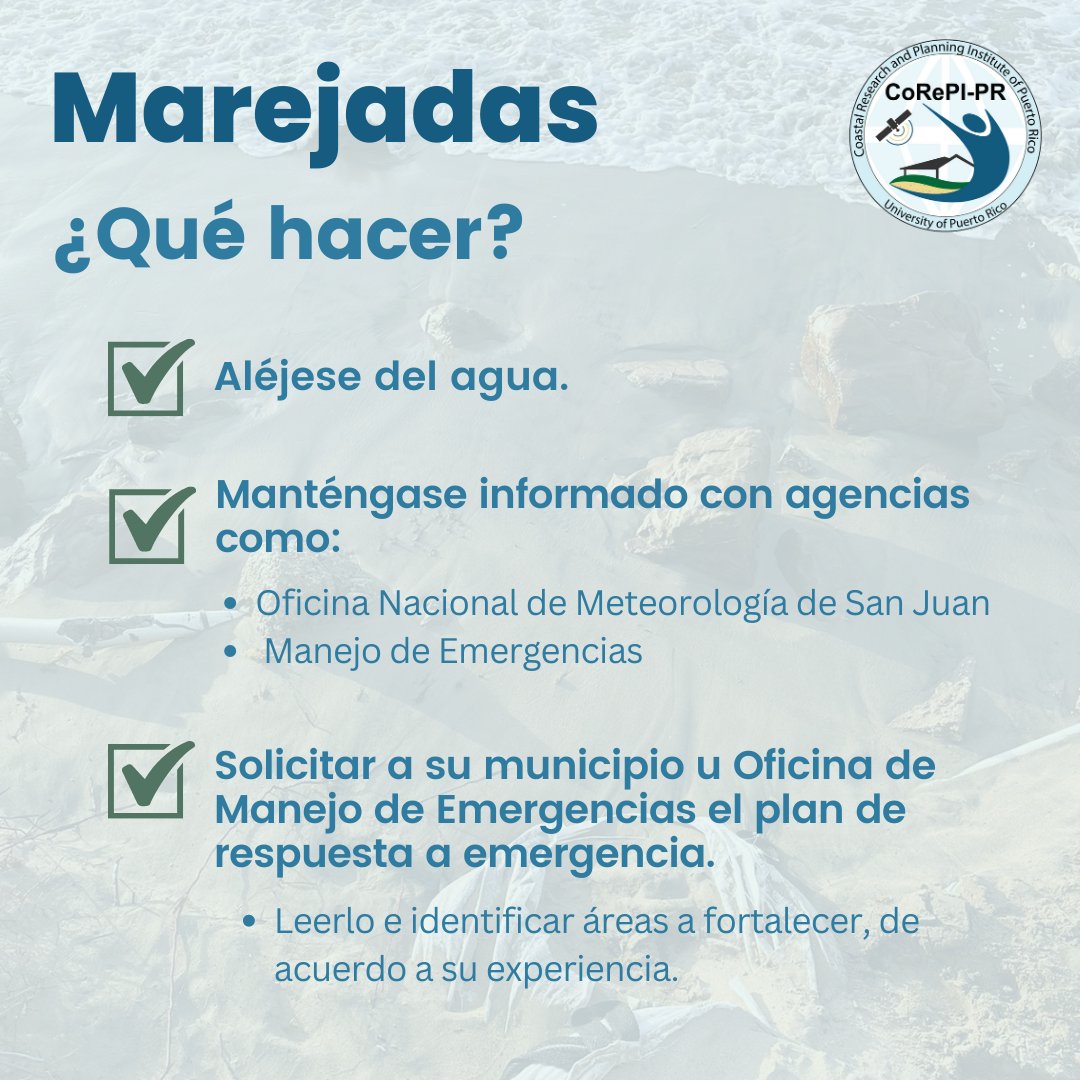 corepipr's tweet photo. 3. La erosión y acumulación de arena dependerá de la orientación de la costa y la marejada, así como del periodo de oleaje. 

4. Inundaciones costeras en áreas expuestas. 

Siga la información del @NWSSanJuan. https://t.co/rY4pm6u3jm