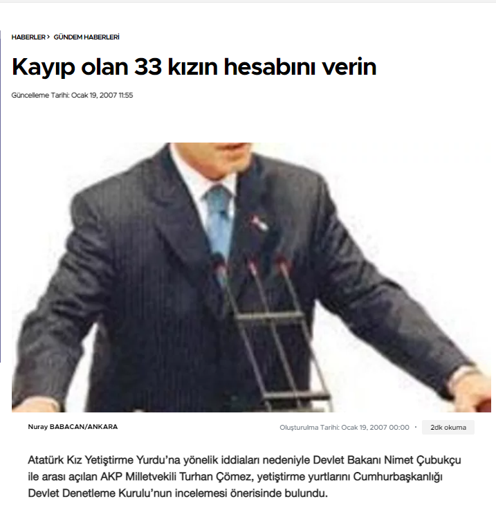 Zorunlu Ek: Turhan Çömez 2007 yılında, yani daha AKP Mv. iken bu skandalı gündeme getirince Nimet Çubukçu ile arası açılmış, 1 yıl sonra da partisinden ihraç edilmişti. Olay ne yazık ki o dönem yeterince ses getirmemişti.