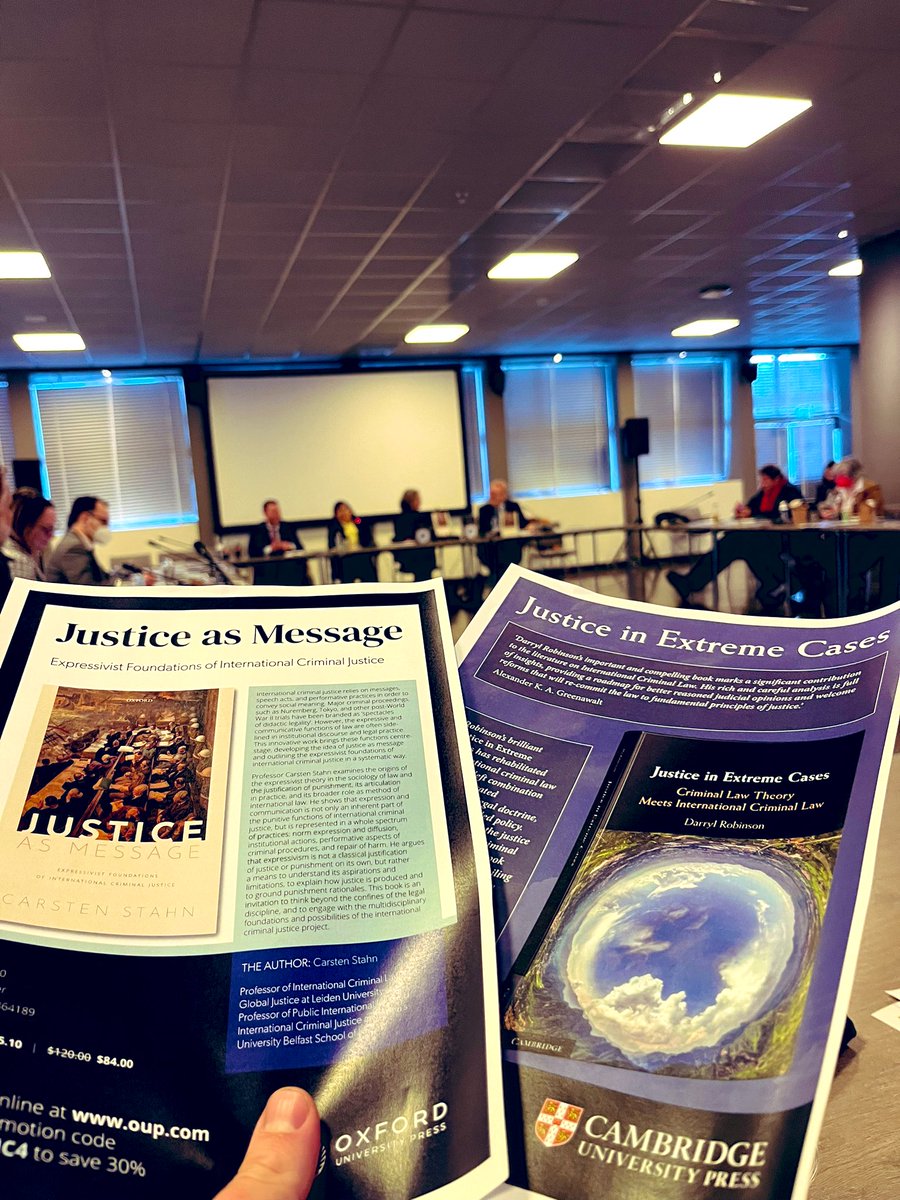 A good day for book launches. Congrats to two cornerstones of the international criminal law world, <a href="/DarrylRobs/">Darryl Robinson</a> and <a href="/carstenstahn/">Carsten Stahn</a>, on these two fantastic books! I’ve read both. You should too. #ASP21