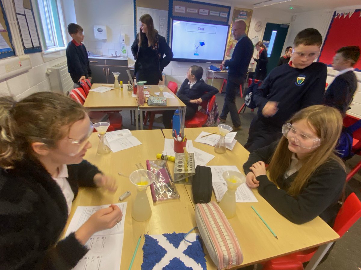 DeansScience's tweet photo. Mr Wright, Miss Liddell &amp; the Science Ambassadors from @deanschs had a fantastic time with P7 @WLSeafieldPS a couple of weeks ago. We were very impressed by their practical skills during our first Science transition visit completing a filtration. https://t.co/M7xungX9bG