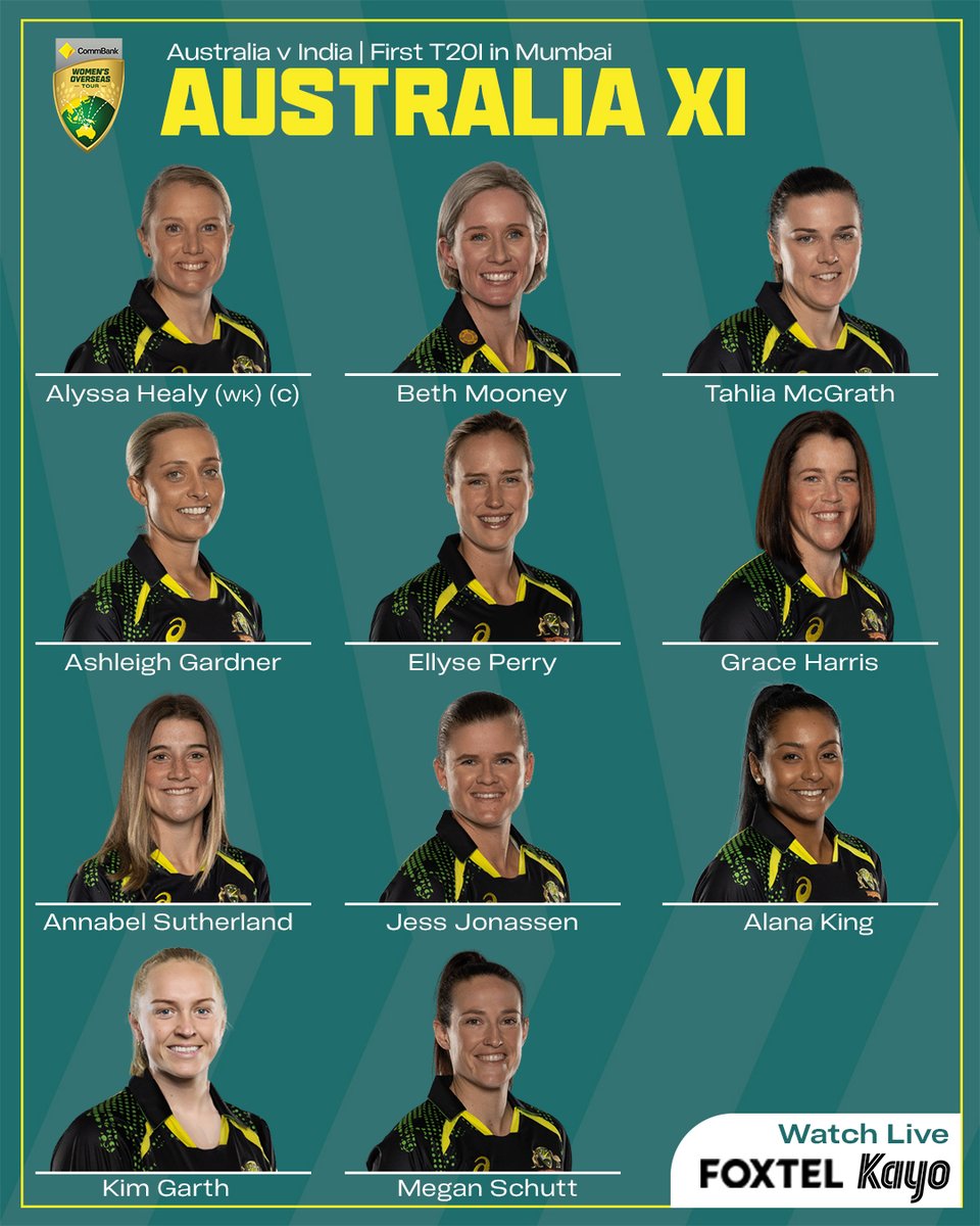 Almost set to go in Mumbai! 

Alyssa Healy won the toss and we're bowling first #INDvAUS