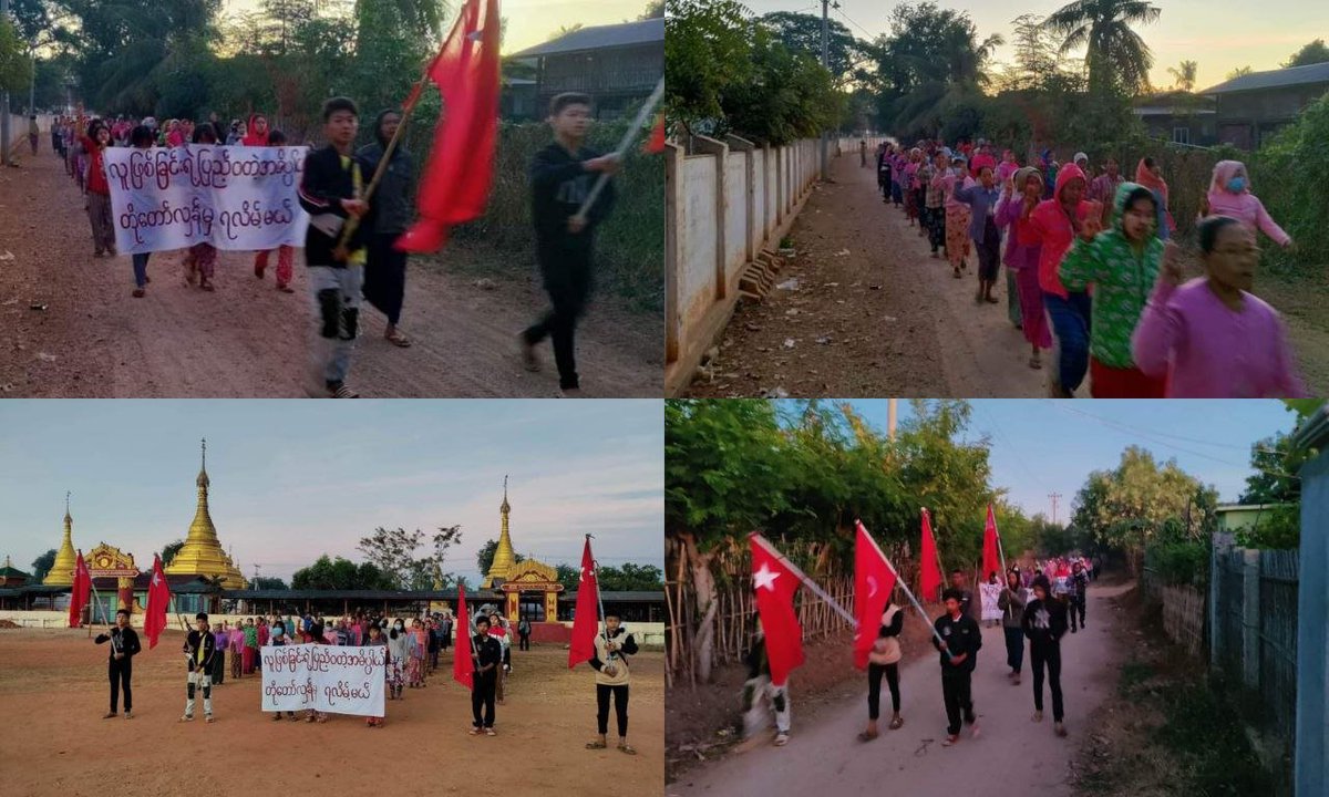 Anti-coup revolutionary strike in a village from Sagaing's Yinmabin township.  Photo: CJ  #2022Dec9Coup #HoldJuntaAccountable #WhatsHappeningInMyanmar
