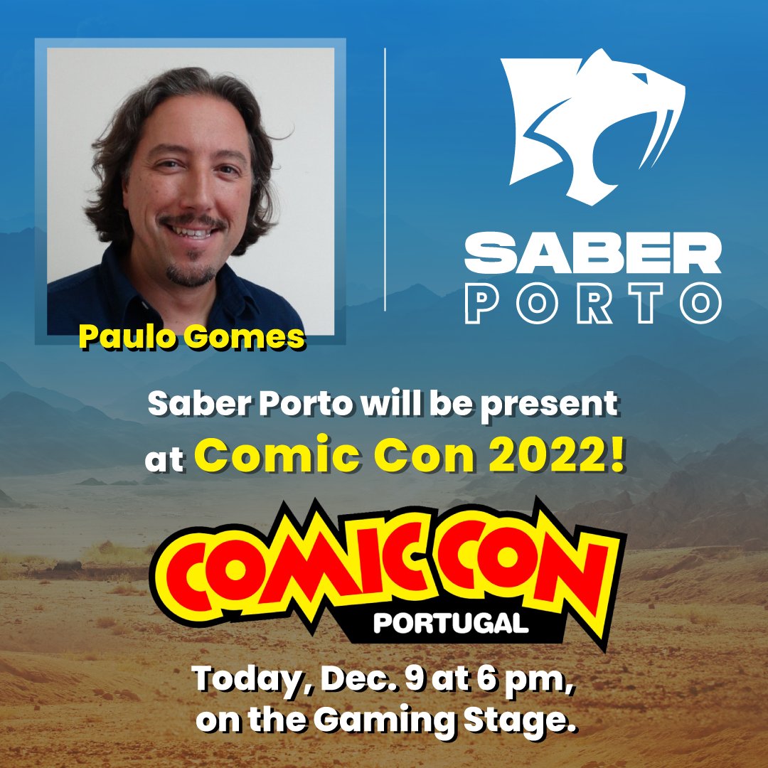 SaberPorto's tweet photo. Saber Porto will be present at Comic Con 2022! 👀🎮

Paulo Gomes will be giving a better insight into some of his videogames and an approach on how it is to make a videogame in a triple A studio in Portugal.

The panel will take place today, at 6 pm, on the Gaming Stage. https://t.co/0FSF5s8lcV