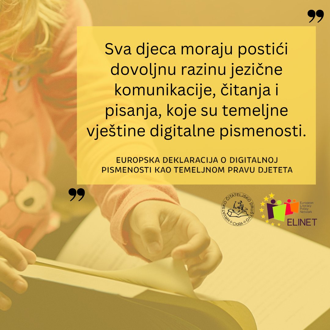 Među primjerima dobre prakse u deklaraciji o pravu djeteta na digitalnu pismenost mreže @ELINET_EU navedeni su tvrtka <a href="/omoguru/">Omoguru</a> i platforma Kompetencijska mreža, koju predvode sastavnice <a href="/SveucilisteZG/">Sveučilište u Zagrebu</a>. 

tinyurl.com/bdet77tf