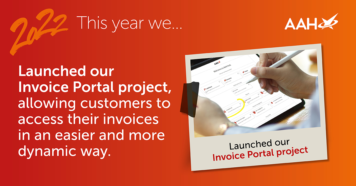 One of the big projects we launched this year was our Invoice Portal project. With our new portal, customers could access their invoices in an easier, faster and more dynamic way.

Check out more of our 2022 highlights: aah.co.uk/s/aah-year-in-…