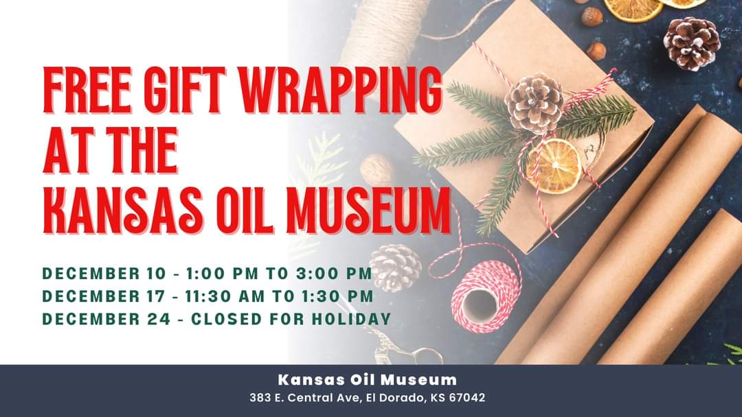 BCHistory_KSOil's tweet photo. Find the perfect Christmas gift when you #ShopLocal at the Butler County Historical Society, Home of the Kansas Oil Museum!

Visit us Sat, Dec. 10th from 1 PM to 3 PM or Sat, Dec. 17th from 11:30 AM to 1:30 PM and we will wrap your purchase for free!

https://t.co/uiMViUw4JY https://t.co/iqF0KW7wQl