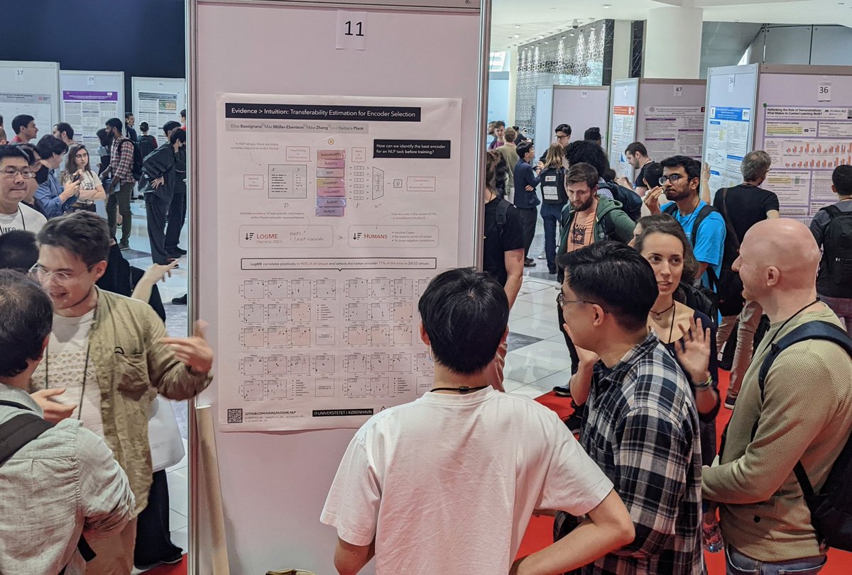 What a poster session: Thank you all for stopping by!

If you missed it and want to know the secret on how to choose the best LM for your task without fine-tuning, find us (@mxmeij @mjjzha @barbara_plank) around the conference in the next days 😁👋

#EMNLP2022