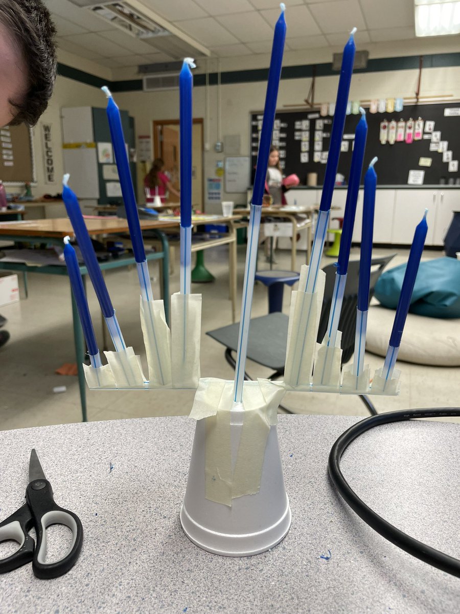 MrsMcNeill1's tweet photo. Our class boards a flight each week to a new destination, learning about that country and how they celebrate over the holidays. Yesterday we went to Israel and learnt more about Hanukkah and the menorah @carlyandadam #stem https://t.co/pi89rZuYCG