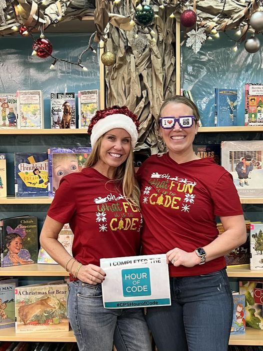 BRP_Hawks's tweet image. "Oh What Fun it is to CODE!" Mrs. Martel and Mrs. Rathbone have been having a blast this week helping our school get to 100 percent participation in the Hour of Code! #hawkssoar #CPSHourofCode