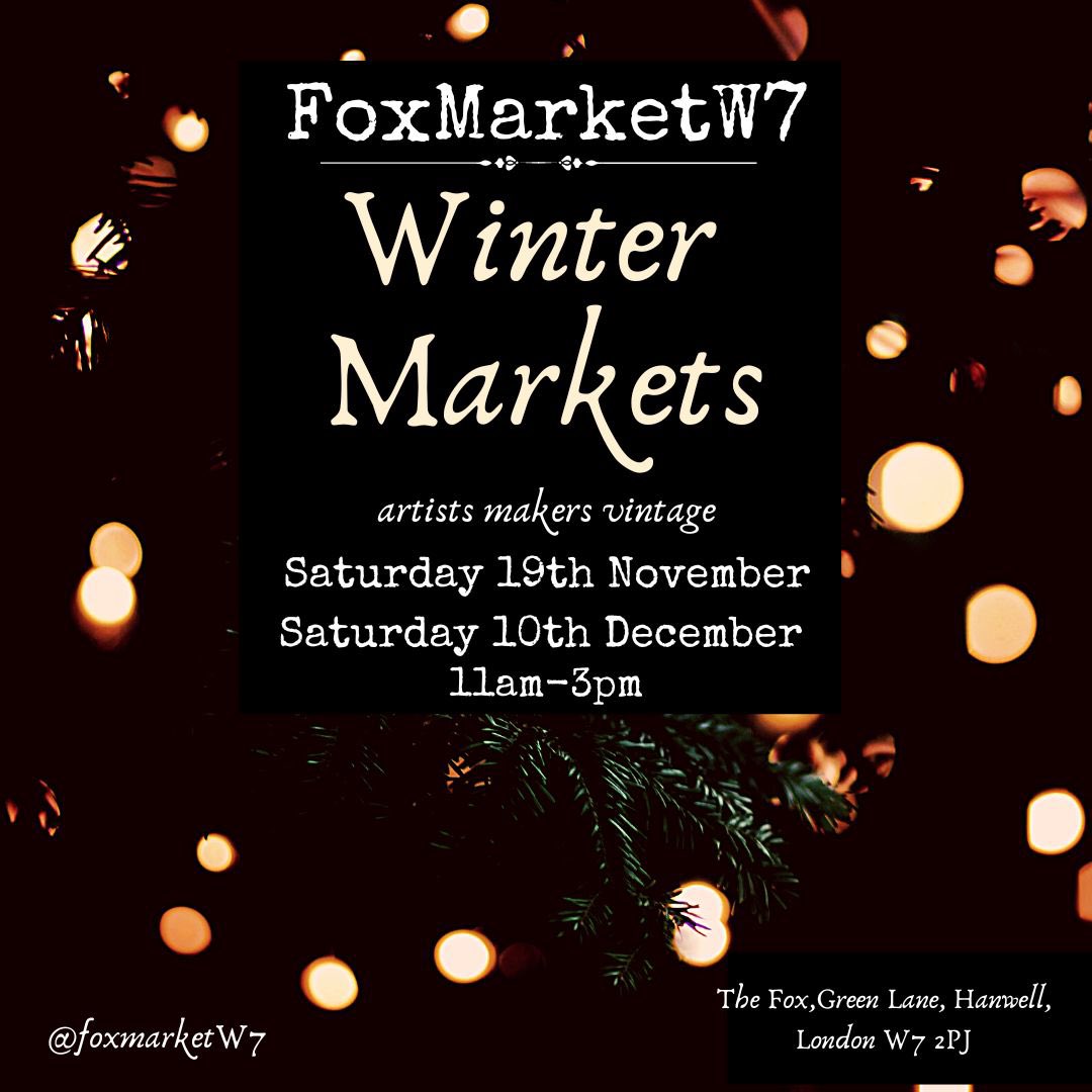 FoxMarketW7's tweet photo. Market day tomorrow! Come shop from local artists, makers and vintage collectors at our biggest market of the year. 

#hanwell #ealing #shopindie #london #shopsmall #shoplocal #Christmas https://t.co/TRUV6BEbO3