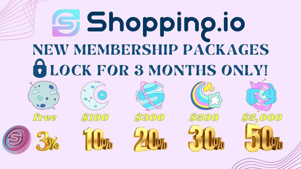shopping_io's tweet photo. 🚨NEW MEMBERSHIP PACKAGES🚨

https://t.co/WAhDgOTDAh spoils our current &amp; new members with crazy prices and HUGE % $SHOP Back!

All you need to do, is lock for 3 months and enjoy Weekly Rewards, Free Shipping &amp; Massive % $SHOP BACKs!🤑

👉 https://t.co/OD1tEribwZ

#Shopwithcrypto https://t.co/dx3UXJatZz
