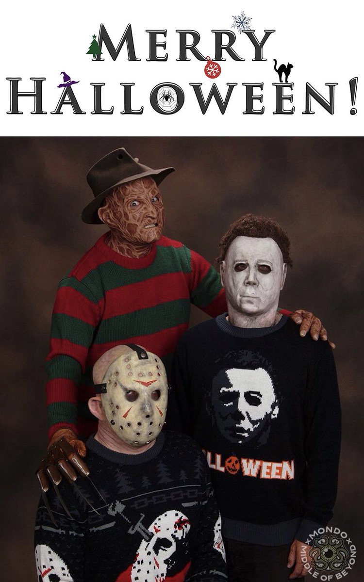 HalloweenVerse's tweet photo. When it’s #ChristmasCardDay but Horror is life #Halloween #Christmas https://t.co/8T2ugjVXWy