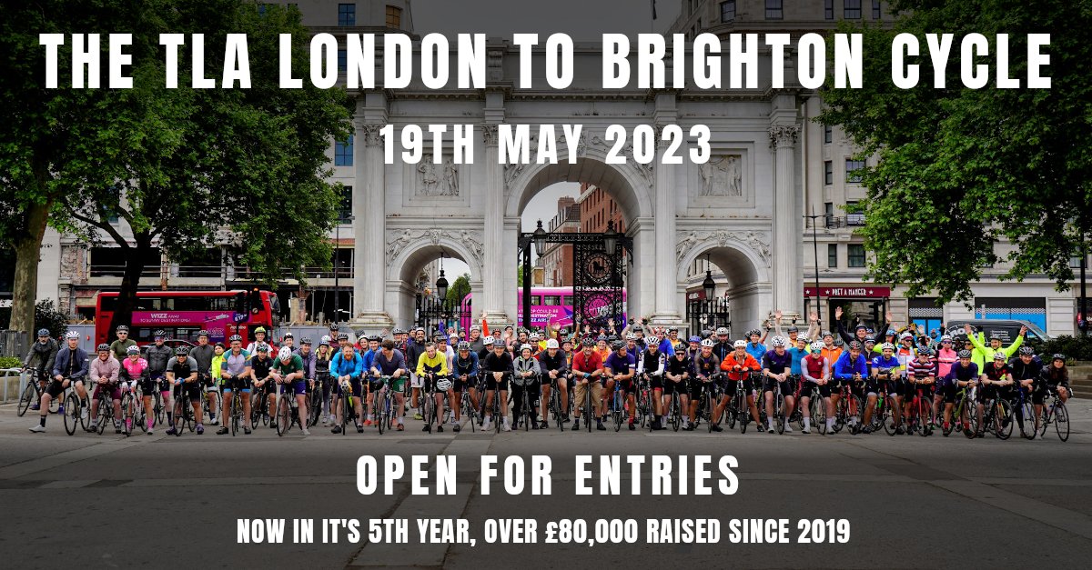 L2Bcycle's tweet photo. The TLA London to Brighton Cycle 2023 is open for entries! 🚴‍♀️ Now in its 5th year the event has raised over £80,000 for @NABS_UK and @under_1_sky.

To secure your team and place simply sign-up at https://t.co/LqO9q0kgVG 🚴‍♀️

#l2b #team #event #mentalhealth #cycling #charity https://t.co/3jZYauniy2