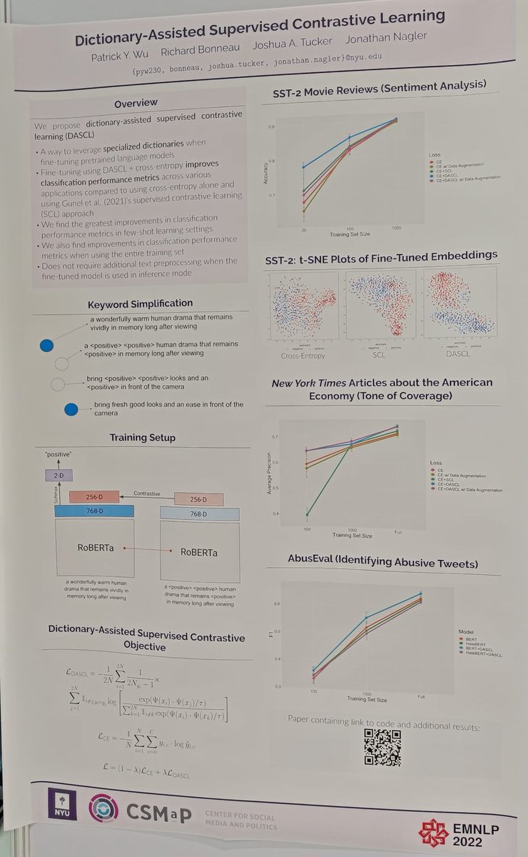 Take a lexicon
match the domain sentences 
Contrastive loss over them
(per batch train to represent similarly sentences that fit the same lexicon and differently otherwise)
underline.io/events/342/ses…
arxiv.org/abs/2210.15172
<a href="/PatrickYWu/">Patrick Y. Wu</a> <a href="/RichBonneauNYC/">Richard Bonneau</a> <a href="/Jonathan_Nagler/">Jonathan Nagler</a> <a href="/j_a_tucker/">Joshua Tucker</a>