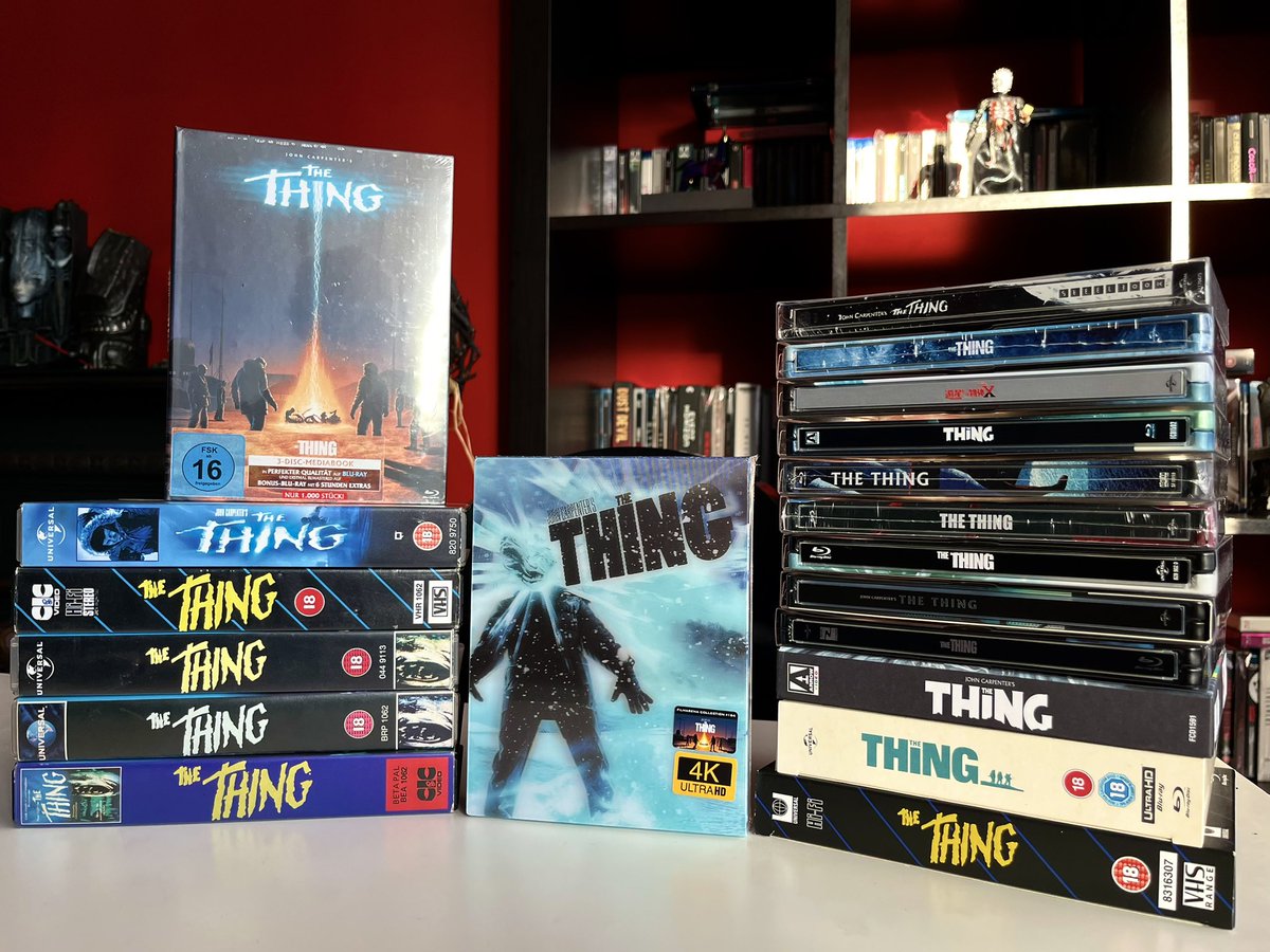 Unkle_Lee44's tweet photo. Think I have enough ‘Things’ now! 😂 
Just added the 4K Full Slip Lenticular from @filmarena 💙🖤

#therhing #johncarpentersthething #johncarpenter #kurtrussell #manisthewarmestplacetohide #yougottabefuckingkidding #outpost31 #alienmovie #alien #4k #4kultrahd #bluray https://t.co/3KPjIt7cH9
