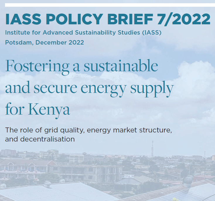 #Kenya is a Sub-Saharan #renewables frontrunner. Our @IASS_Potsdam brief identifies 3 ways to secure a sustainable energy pathway: 
➡️Update the grid
➡️Lower market entry barriers & level the playing field
➡️Promote decentralised & off-grid energy options
iass-potsdam.de/de/ergebnisse/…
