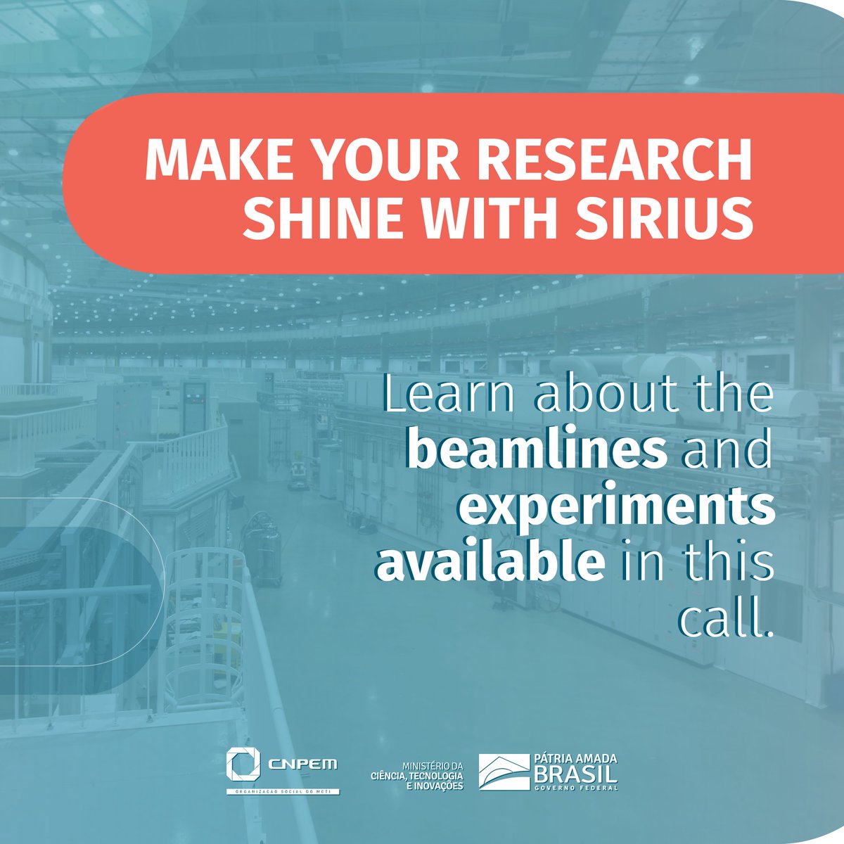 CNPEM/LNLS is open to receiving research proposals in a regular call for Sirius' six beamlines. 
📢Attention: the deadline is approaching! 

Follow the 🧵to see the beamlines available in this call, its main experimental techniques, and the various research areas benefited. 👇