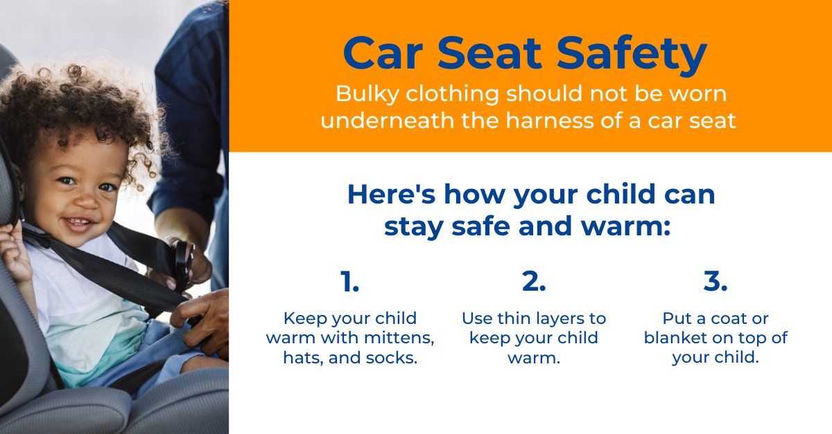 adoptchildren's tweet photo. Winter is almost here! Did you know that wearing bulky clothes can create too much slack between your child and the safety straps? This can lead to injury in a crash!

Here are some ways to keep your child both safe AND warm!

#babysafety
#carseatsafety
#childrensconnections https://t.co/nMIrRmJOtK
