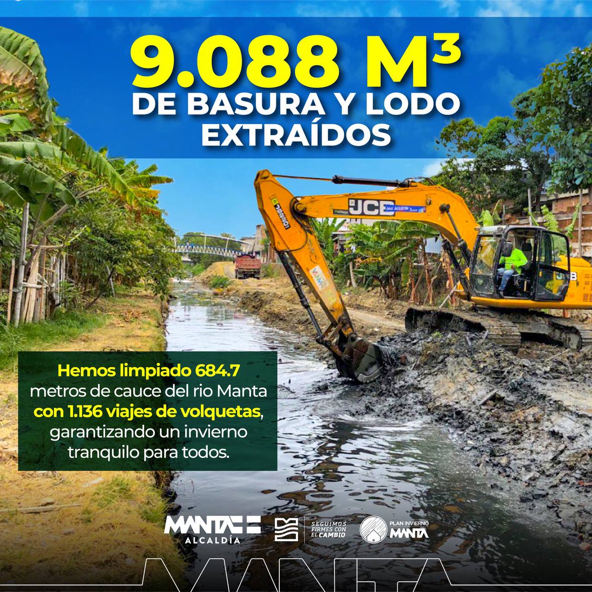 AguasdeManta's tweet photo. #PlanInvierno2022 | Desde el 2019, realizamos la limpieza del cauce de los ríos año a año, garantizando un invierno seguro. 🤝🏻✨️
#SeguimosFirmesConElCambio https://t.co/haEuGcs3ej