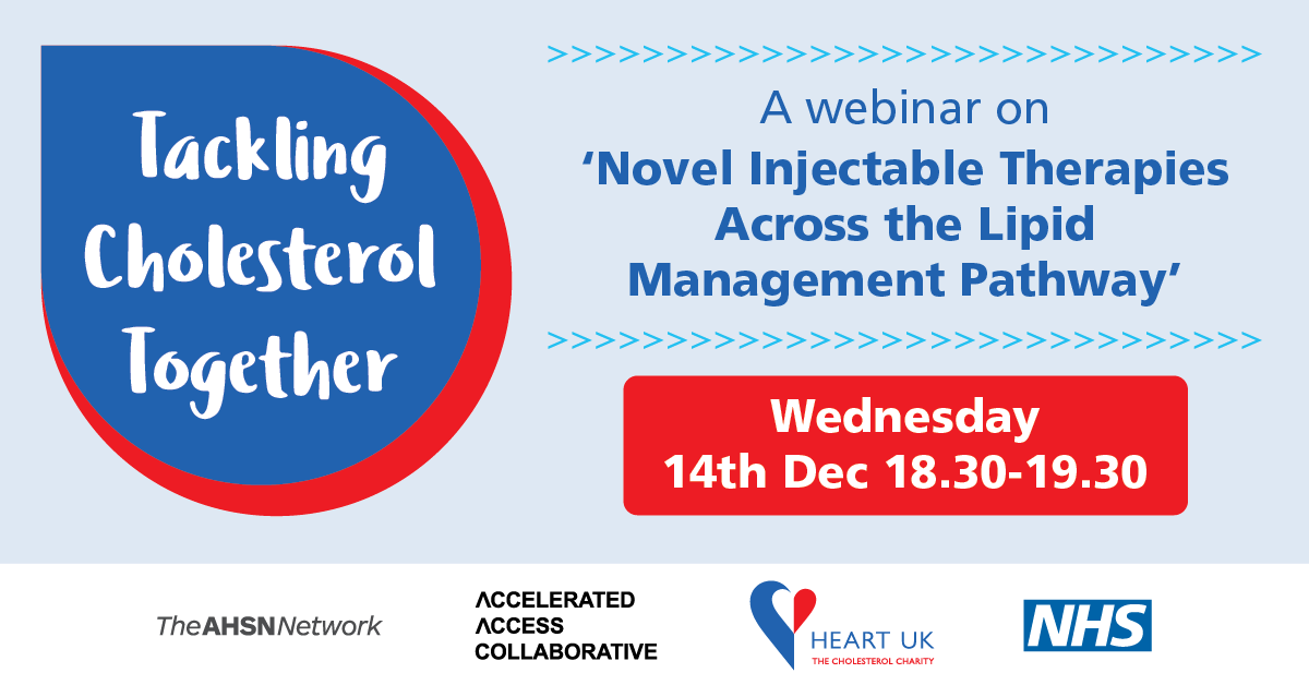The next #TacklingCholesterolTogether webinar brings together experts to discuss innovative LDL-C lowering injectable therapies &amp; their place in combination therapy as a management strategy for high-risk patients. Weds 14th Dec 6.30-7.30pm. Register: bit.ly/3EERP5L