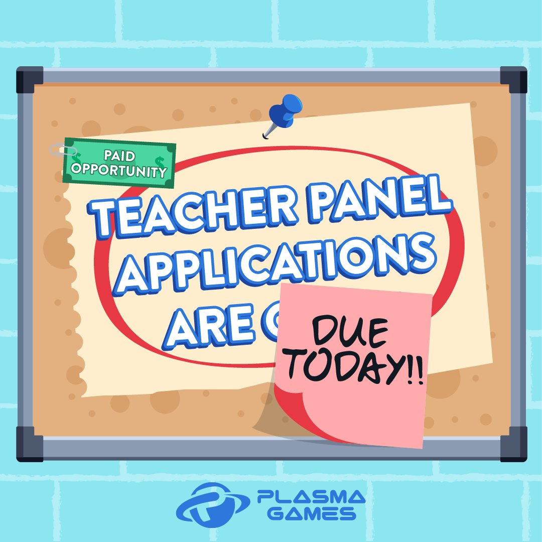 Today is the day! Teacher panel applications are due by 5pm! 🧪

Don’t miss out on the paid opportunity to join our teacher panel and provide valuable feedback that will help us continue to improve. 

🔗 Apply using the link in our bio! 

#playplasmagames #leveluplearning