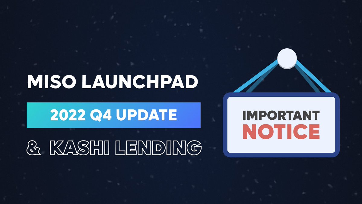📣 Important notice to all Kashi and MISO users!

⛅️ We're sunsetting Kashi 1.0 and MISO v2.

ℹ️ Please read the following announcement &amp; instructions if you’re using Kashi (borrowing &amp; lending platform) or MISO (Launchpad): sushi.com/blog/sunsettin…