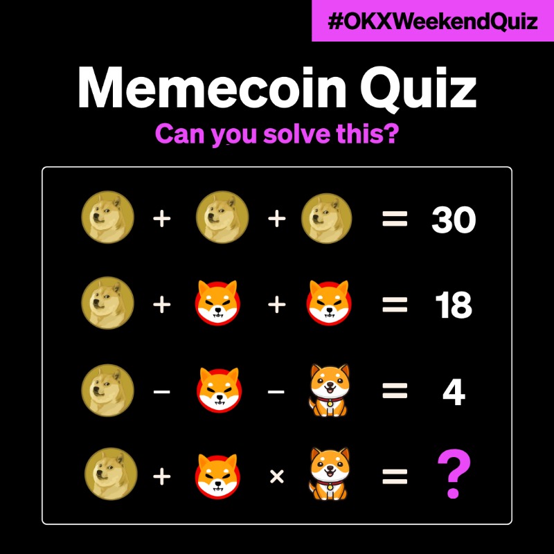 okx's tweet photo. Our #memecoin quiz is back 🐶

Participate in the #OKXWeekendQuiz to win up to 120 USDT 💰

🤑 To enter:

1️⃣ Follow + Like + RT
2️⃣ Comment your answer &amp; @ 2 friends
3️⃣ Fill ⤵️