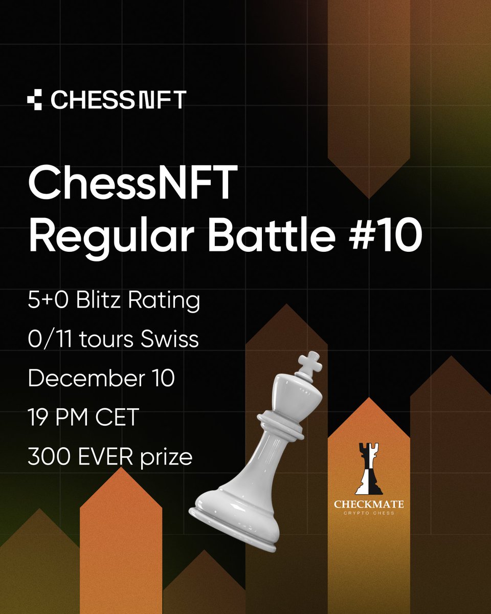 FIDE | ChessNFT (@chessnft_com) on Twitter photo ♟ChessNFT Regular battle #10♟
⏩t.me/chessnft_com/1…
#ChessNFT #NFT #everscale #EVER
<a href="/FIDE_chess/">International Chess Federation</a> ♟ChessNFT Regular battle #10♟
⏩t.me/chessnft_com/1…
#ChessNFT #NFT #everscale #EVER
<a href="/FIDE_chess/">International Chess Federation</a>