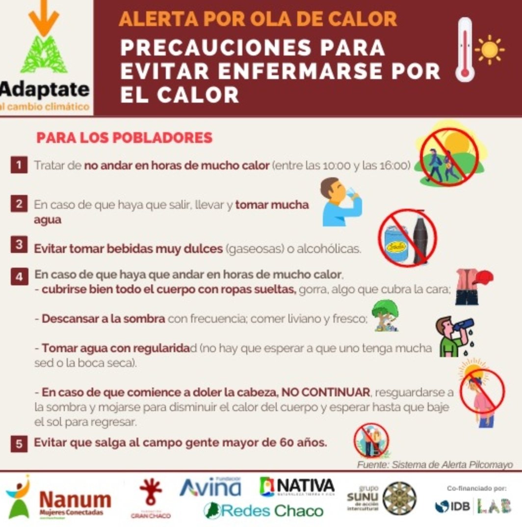 ChacoProadapt's tweet photo. #Desdeelterritorio
Una foto 📸 registra más de 50°C🌡☀️en Potrillo, Ramón Lista - Formosa🇦🇷 y fue enviada por Dante Pérez la pasada jornada desde el lugar.
Con la #AdApp y el Sistema de Alerta Pilcomayo enviamos las siguientes recomendaciones.
#GranChaco
#Cambioclimatico https://t.co/KALbZZruMh