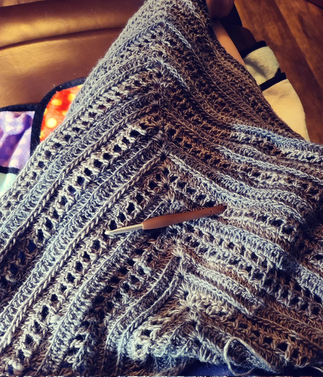 LoriL0vesMusic's tweet photo. #crochet #WIP #wickedlyhandmadepattern #cloverhook #handmade #wildoleanderhoodedscarf #yarnbeedove https://t.co/MA0i2xSKnT