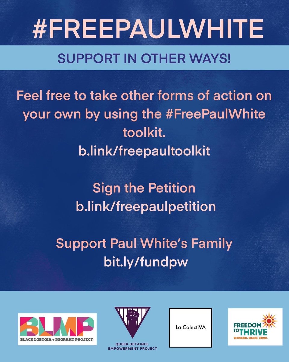 Can't make it to the rally? Support by visiting the #FreePaulWhite action toolkit &amp; continue to share Paul's story! Toolkit here: b.link/freepaultoolkit