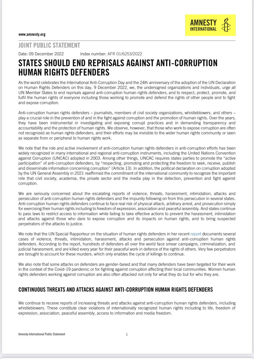 PPLAAF's tweet photo. #AntiCorruptionDay2022, On this Day, @PPLAAF joins @amnesty and others organizations in reaffirming the urgent need to protect those who fight against corruption, including human rights defenders and whistleblowers, and to allow them to continue to be watchdogs of democracy. https://t.co/C5d97DwBja