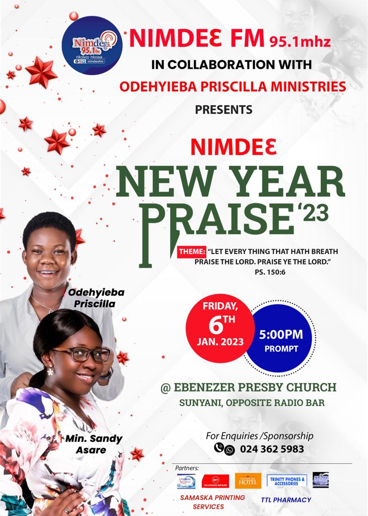 debasty1's tweet photo. NIMDEƐ NEW YEAR PRAISE 2023.

Theme: 
Let Everything that Hath Breath praise the Lord. Praise Ye the Lord.

Ps. 150:6.

Prepare your dancing shoes.

#nimdeɛnewyearpraise #nimdeefm https://t.co/l2UIRRxG8f
