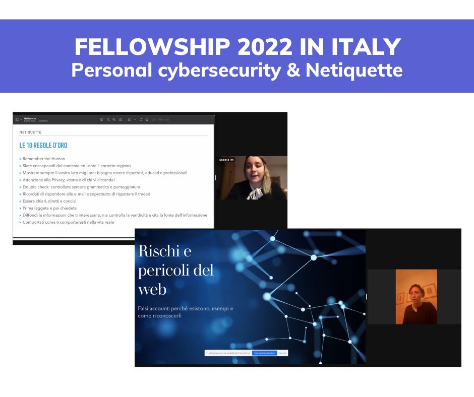 SistechGlobal's tweet photo. 🇮🇹 Grazie to our speakers Valentina &amp; Giulia for sharing your expertise on how to behave online to our Fellows!

 🔥 Valentina Tagliaferri, former &amp; current Volunteer, gamified the topic of Netiquette
 🔥 Giulia Cabianca presented her tips for online personal cybersecurity https://t.co/TlpWnClgvI