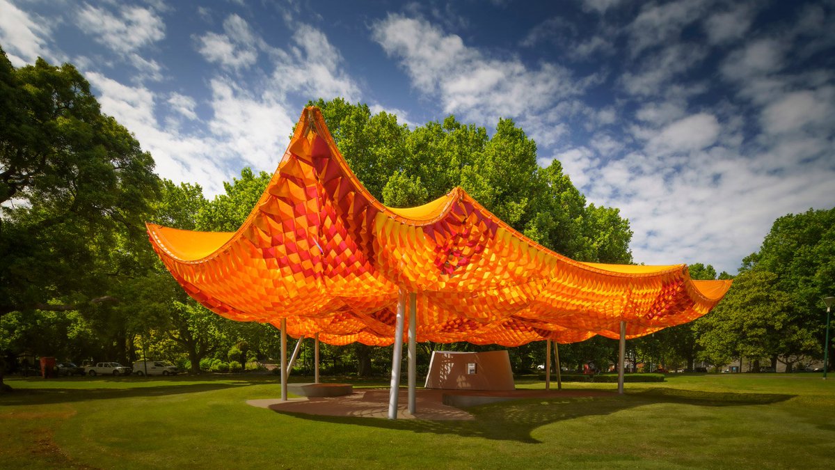 All(zone) unveils bright orange fabric MPavilion in Melbourne dlvr.it/Sf5yKl