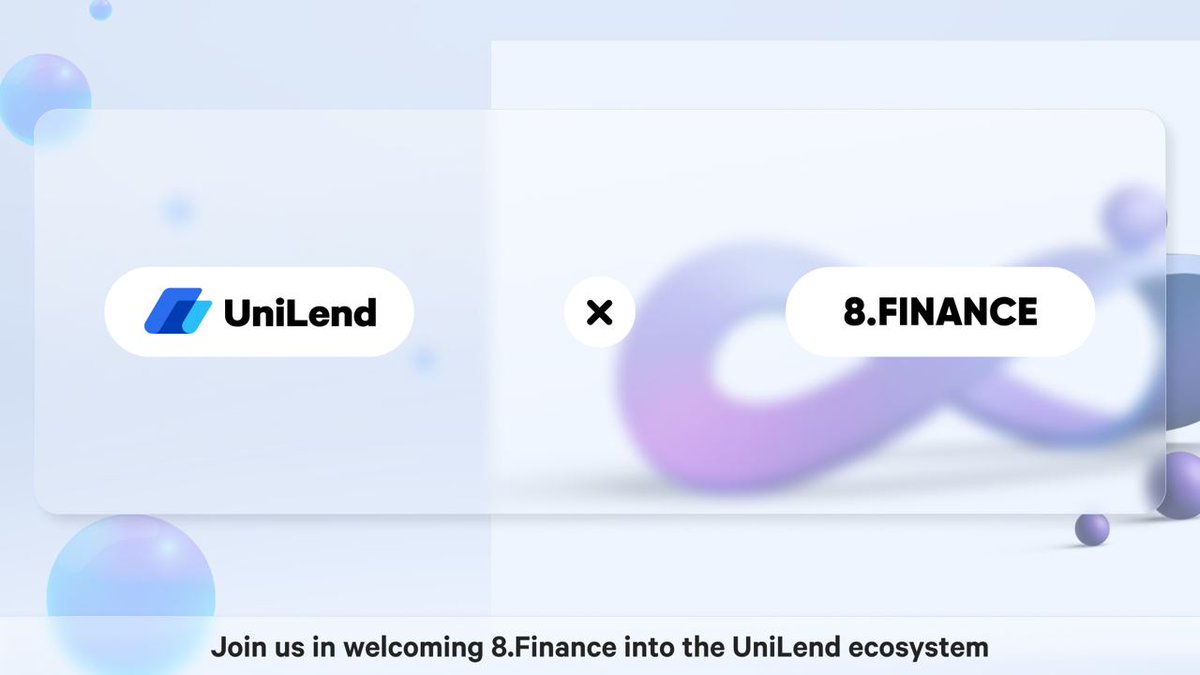 UniLend_Finance's tweet photo. Welcoming @the8finance into the UniLend Ecosystem🎮

 ⚡️We will empower https://t.co/aFIq5h1BGK's #8F token with flagship lending &amp; borrowing functionality after #UniLendV2 mainnet launch. https://t.co/EPyRtqFr0e