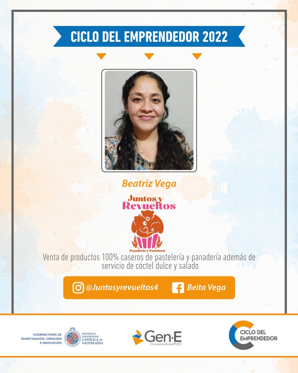Cada año en nuestro programa #CiclodelEmprendedor apoyamos a microemprendimientos de la Región de Valparaíso y desde hoy les presentaremos a las emprendedoras y emprendedores que fueron parte de este programa en 2022🥰
Los invitamos a seguirlos y conocer sus RRSS👇