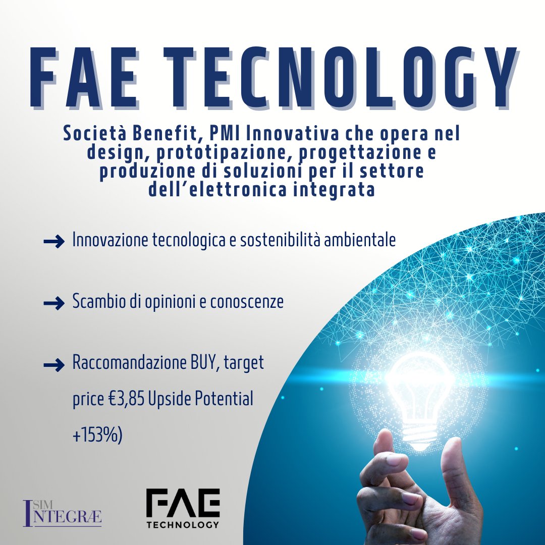 integrae_sim's tweet photo. @FaeTechnology :
-Innovazione tecnologica e sostenibilità ambientale
-Scambio di opinioni e conoscenze
-Raccomandazione BUY, target price €3,85 Upside Potential +153%)
👉https://t.co/zyP6FCbjmV
#growth #innovation #sustainabledevelopment #science #research https://t.co/Y5jQ0RsMyv