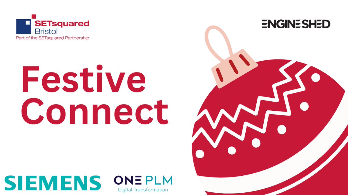 SETsquared_Br's tweet photo. One week to go until our Festive #SSConnect event with @EngineShed_BB!๐Really looking forward to celebrating @setsquared's 20th year with members & friends in our community. Hope to see you there! Many thanks to @siemenssoftware & @OnePLMLimited for supporting the event. https://t.co/EevfaTEEk3