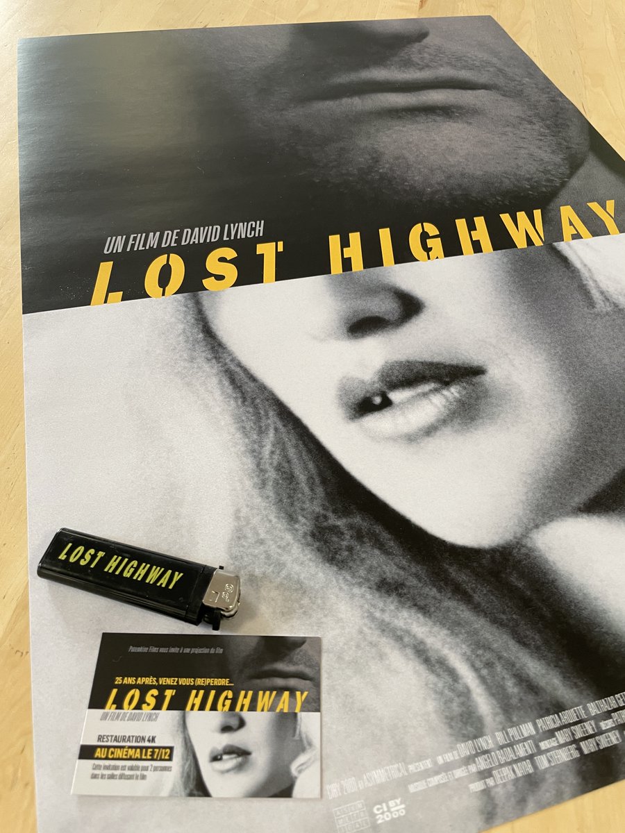 [#CONCOURS LOST HIGHWAY]

🎁À GAGNER🎁 
3x2 places pour voir le film en salles 
+ 3 affiches de la ressortie 
+ 3 briquets collector

Pour tenter votre chance :
👉 FOLLOW &amp; RETWEET

𝙇𝙊𝙎𝙏 𝙃𝙄𝙂𝙃𝙒𝘼𝙔 𝘿𝘼𝙑𝙄𝘿 𝙇𝙔𝙉𝘾𝙃
ACTUELLEMENT AU CINÉMA
allocine.fr/seance/film-15…
