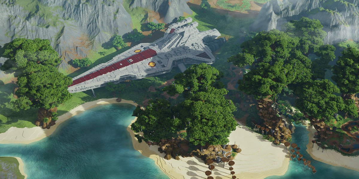 First couple renders that I made for <a href="/StarWarsMC1/">StarWarsMC</a>
Build by <a href="/purrty_builds/">purrty :3</a>, Venator by Gumli

#Minecraft #minecraftbuilds #minecraft建築コミュ #minecraftart #StarWars