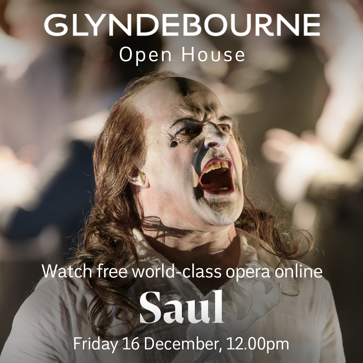Our Christmas gift to you! Enjoy our ★★★★★ production of Saul for free on our website, YouTube and Glyndebourne Encore from 12.00pm on Friday 16 December.

Kosky’s sensational staging of Handel’s oratorio pairs baroque music with contemporary choreography and lavish designs.