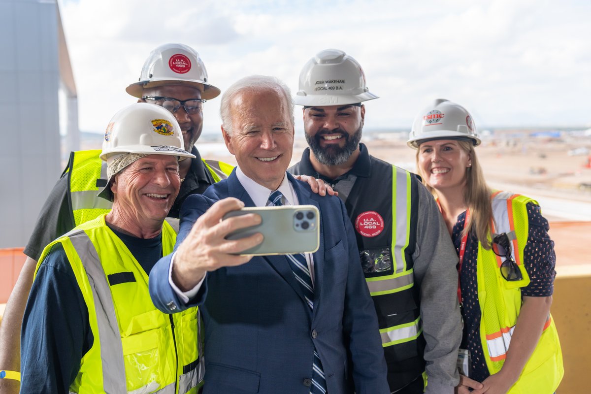 POTUS46Archive's tweet photo. When Americans see the big picture in their hometowns — cranes going up, shovels in the ground, workers with hard hats — I want you to feel what I feel: pride. https://t.co/MOamIAXuPo